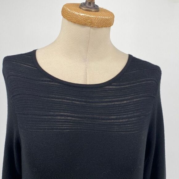 Tahari Women's Long-Sleeve Scoop Neck Swing Knit Dress Black Small - Picture 5 of 10
